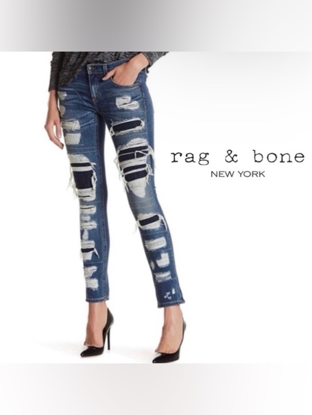 Rag & Bone The Dre Slim Fit Distressed Jeans Size 27